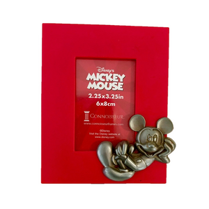 Vintage Disney Mickey Mouse Red Silver 2.25 x 3.25 Inch Picture Frame